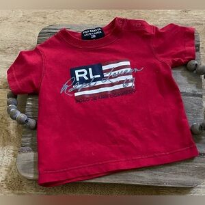Vintage Polo Jeans Co. Infant Size S (3-6 mo) Red Cotton Logo‎ Graphic Tee